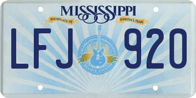 MS license plate LFJ920
