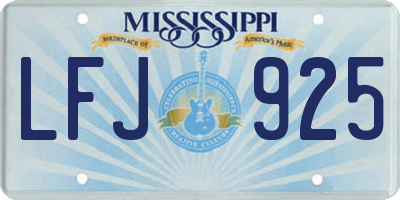 MS license plate LFJ925