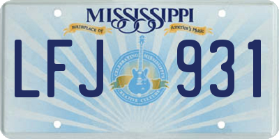 MS license plate LFJ931