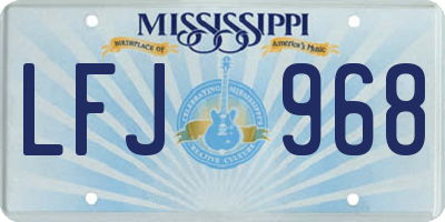 MS license plate LFJ968