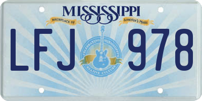 MS license plate LFJ978