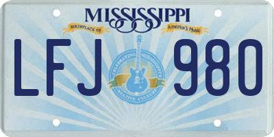 MS license plate LFJ980