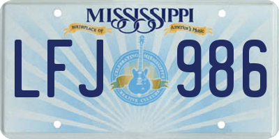 MS license plate LFJ986