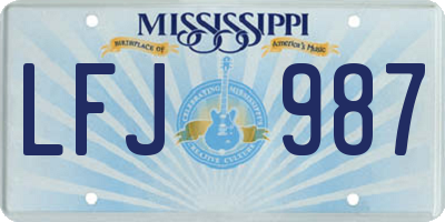 MS license plate LFJ987