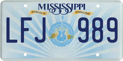 MS license plate LFJ989
