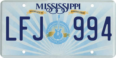 MS license plate LFJ994