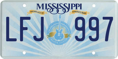 MS license plate LFJ997