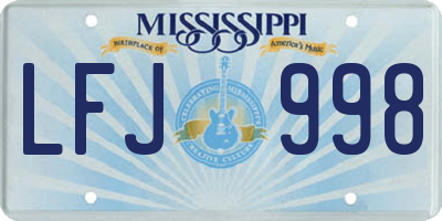 MS license plate LFJ998