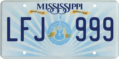 MS license plate LFJ999