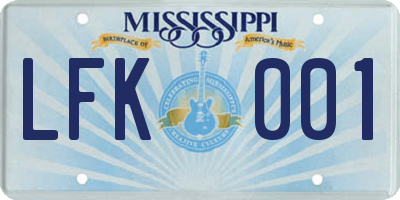MS license plate LFK001