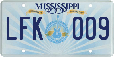 MS license plate LFK009