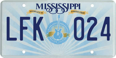MS license plate LFK024