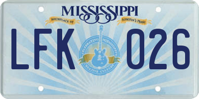 MS license plate LFK026