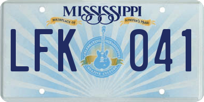 MS license plate LFK041