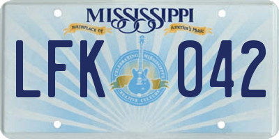MS license plate LFK042
