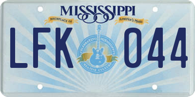 MS license plate LFK044