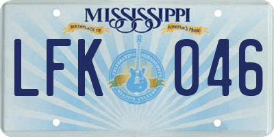 MS license plate LFK046