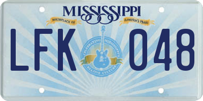 MS license plate LFK048
