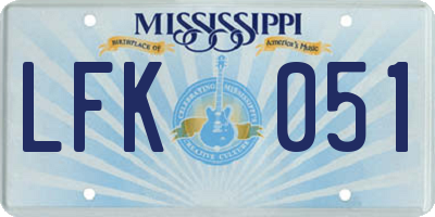 MS license plate LFK051