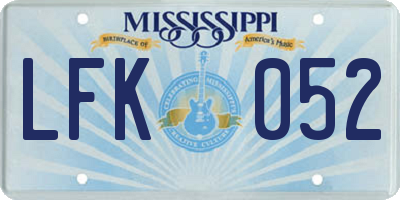 MS license plate LFK052