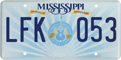 MS license plate LFK053