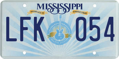 MS license plate LFK054