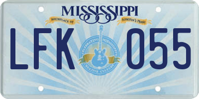 MS license plate LFK055