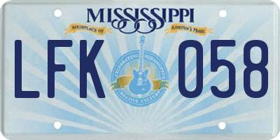 MS license plate LFK058