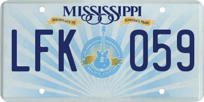 MS license plate LFK059
