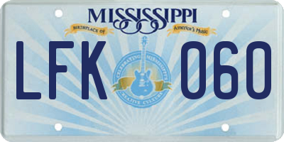 MS license plate LFK060