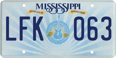 MS license plate LFK063