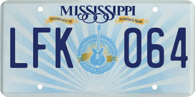 MS license plate LFK064