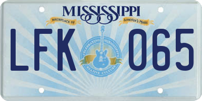 MS license plate LFK065