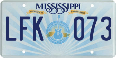 MS license plate LFK073