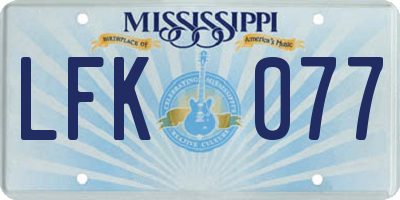 MS license plate LFK077