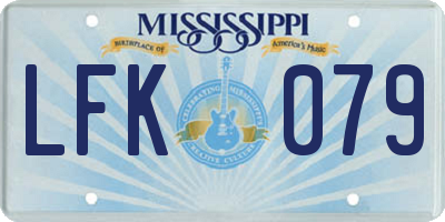 MS license plate LFK079