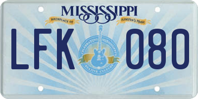 MS license plate LFK080
