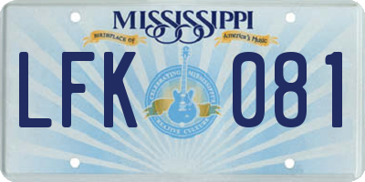 MS license plate LFK081