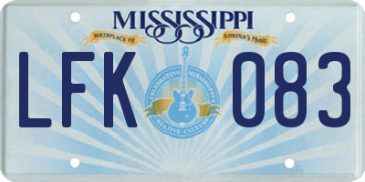 MS license plate LFK083