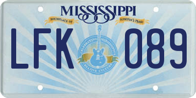 MS license plate LFK089