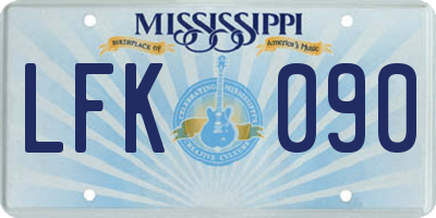 MS license plate LFK090