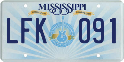 MS license plate LFK091