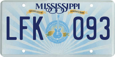 MS license plate LFK093