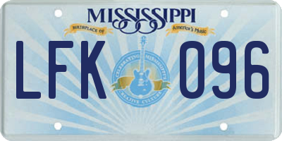 MS license plate LFK096