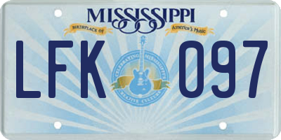 MS license plate LFK097