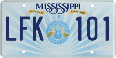 MS license plate LFK101