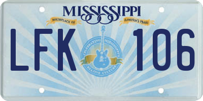 MS license plate LFK106