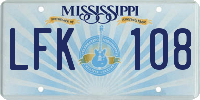 MS license plate LFK108