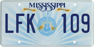 MS license plate LFK109