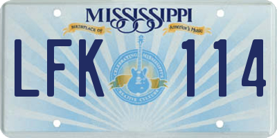 MS license plate LFK114